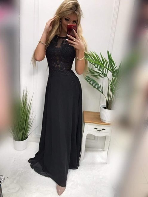 Długa sukienka gorsetowa czarny