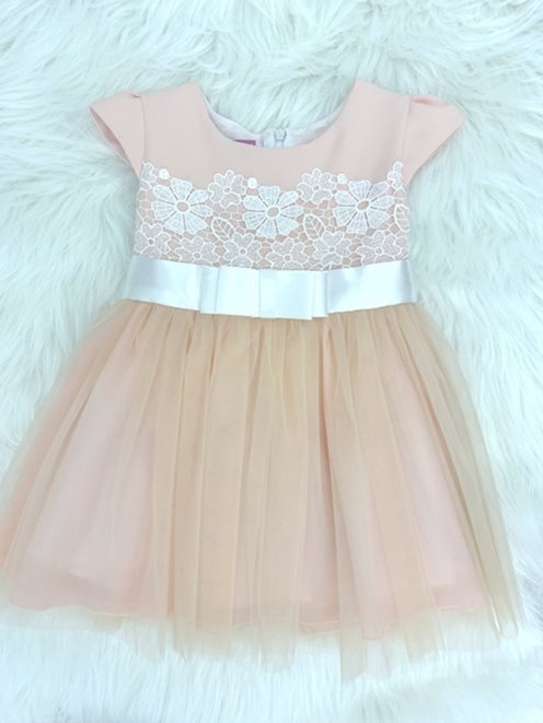 Sukienka dziecięca góra kokardka róż