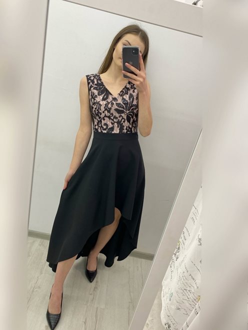 Sukienka asymetryczna cekiny róż