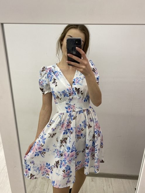 sukienka krótka zwiewna niebieska