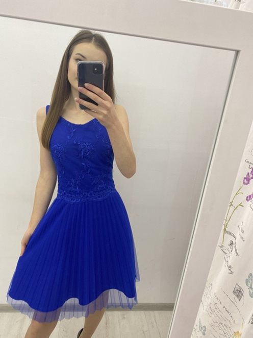 Sukienka koronka plisowana spódnica chaber