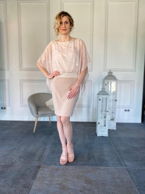 Krótka sukienka narzutka szyfonowa złota