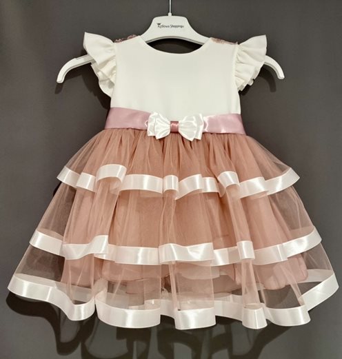 Sukienka dziecięca z falbankami na rękawku wrzos