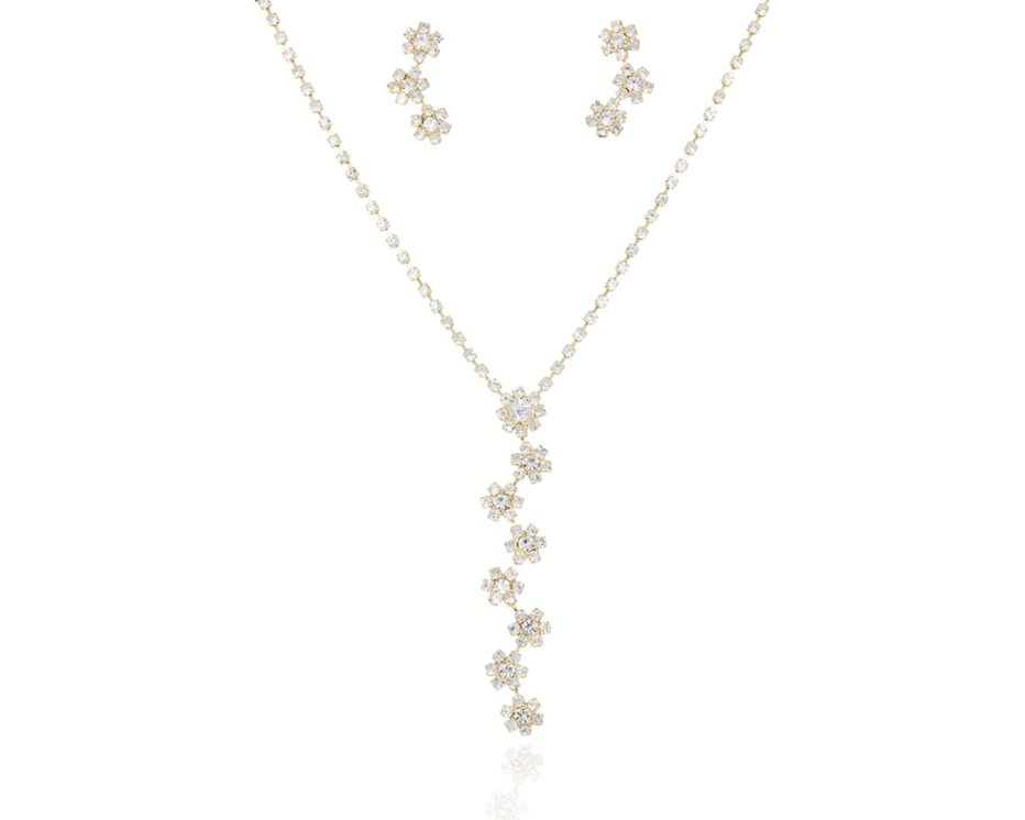 Komplet cyrkonie kwiatki