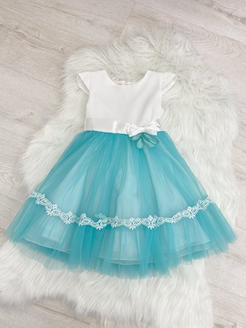 sukienka dziecięca aplikacja w pasie mięta