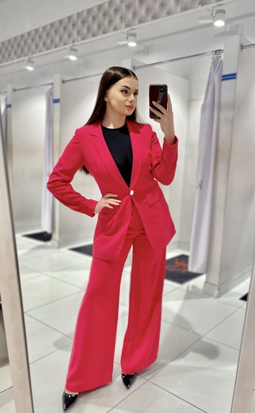 Garnitur damski malinowy