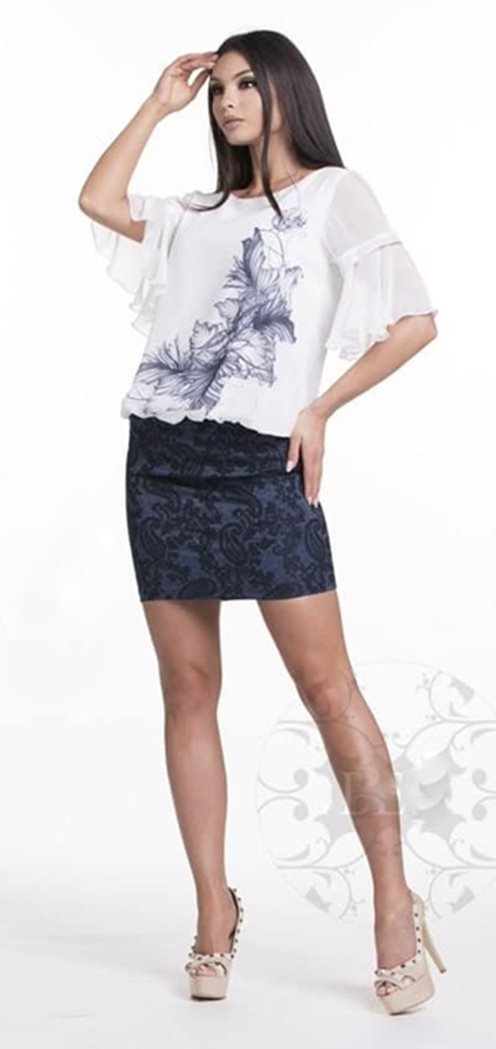 Sukienka maskująca przód kwiat rękawek spód granat