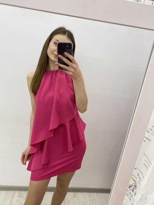 Sukienka dwie warstwy fuksja
