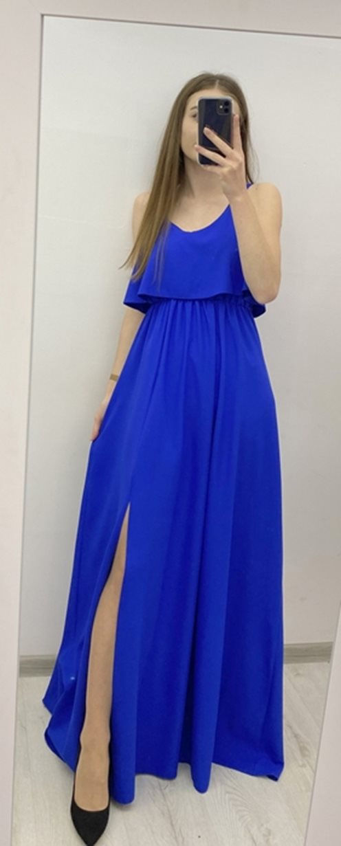 Długa sukienka wiązane ramiączka chaber