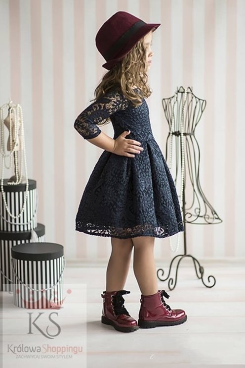 Sukienka koronka dziecko granat