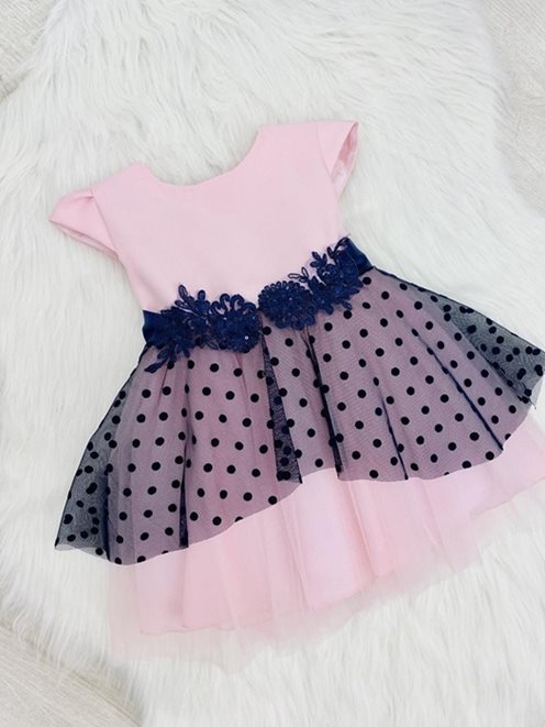 Sukienka tiul groszki róż/granat