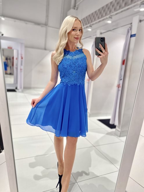 Krótka sukienka zabudowany przód niebieski