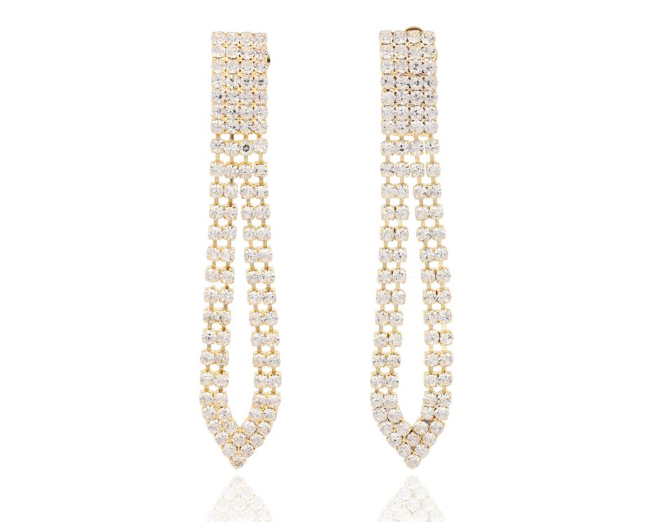 Kolczyki cyrkonie łezki dwurzędowe