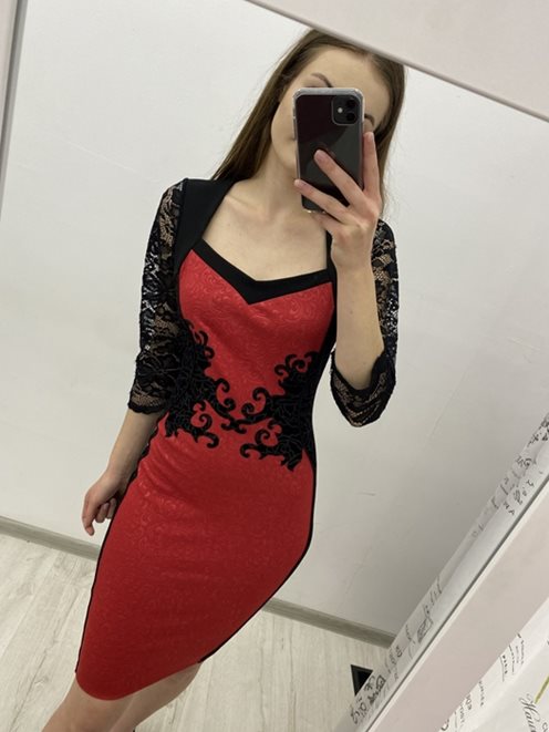 Sukienka ołówkowa brokat czerwona