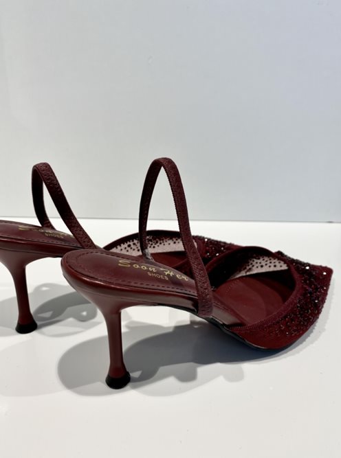 Czółenka do szpica cyrkonie burgund