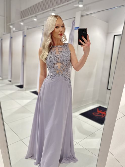 Długa sukienka gorsetowa szary