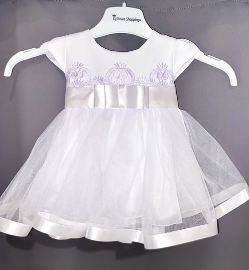 Sukienka dziecięca do chrztu aplikacje biel