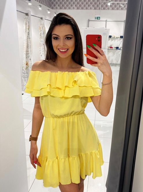 Sukienka krótka hiszpanka zwiewna żółta