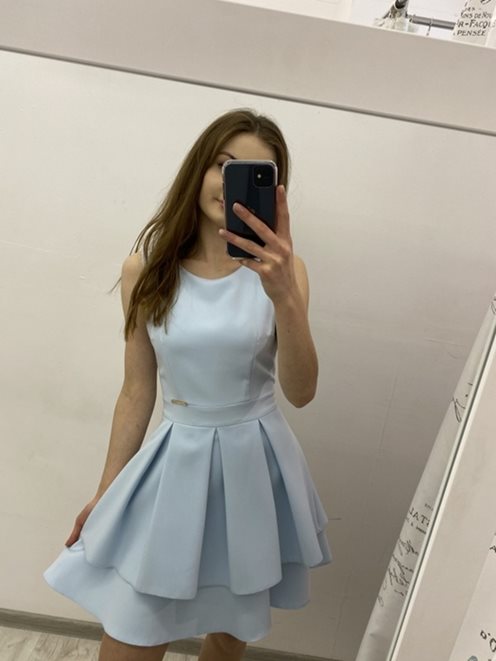 Sukienka falbankowa błękit