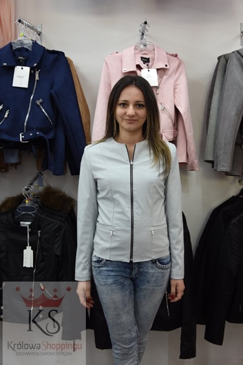 Marynarka z ekoskóry szary