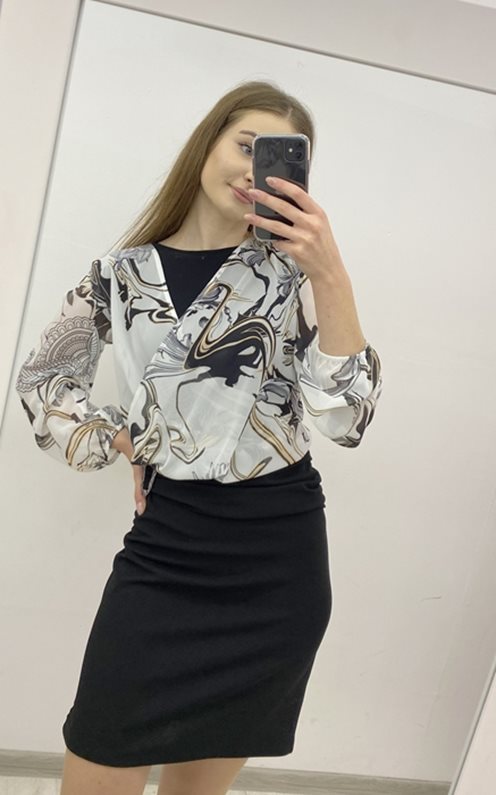 sukienka krótka góra wzór pas zakładka czarna