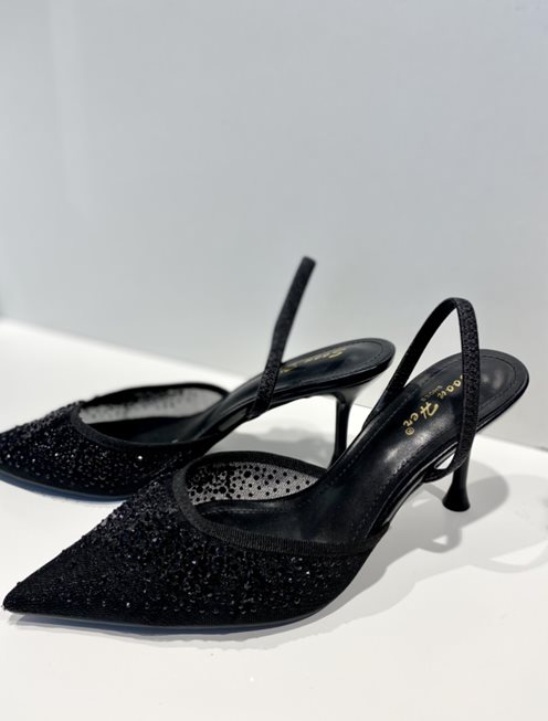 Czółenka do szpica cyrkonie czerń