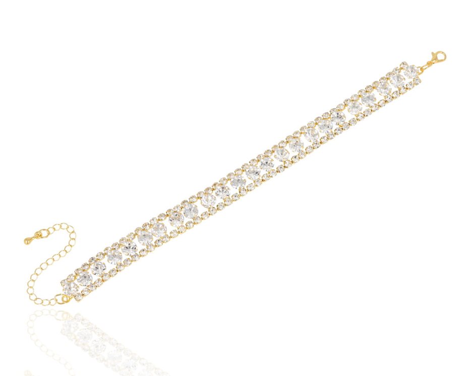 Bransoleta cyrkoniowa srebro/złoto