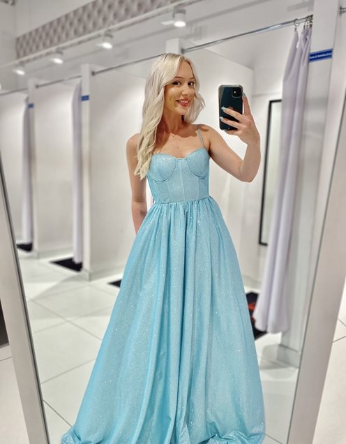 Sukienka długa gorset i brokat mięta