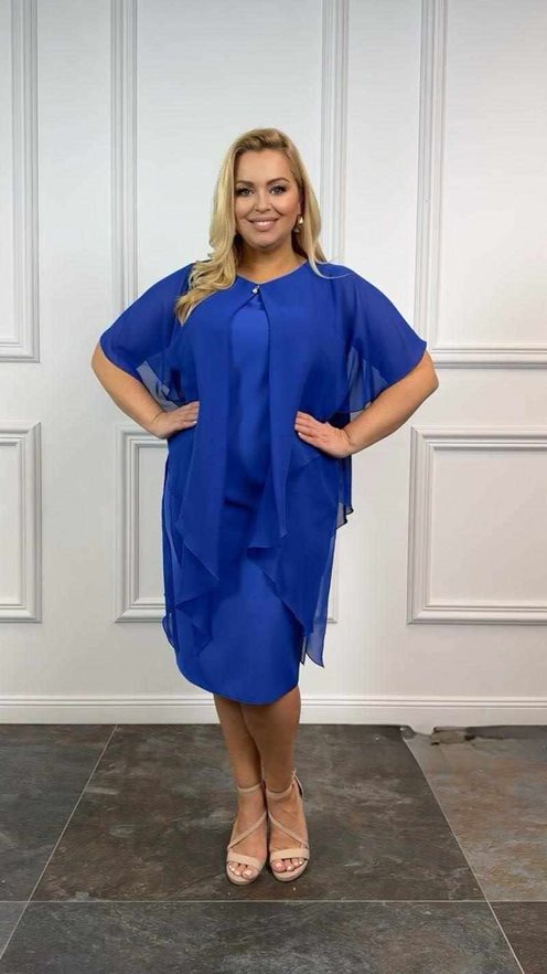 Sukienka krótka z narzutką maskującą chaber