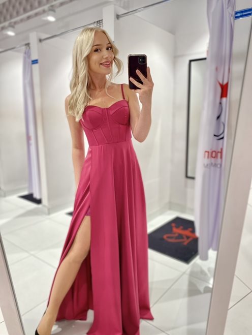 Sukienka gorsetowa długa wiązana z tyłu fiolet