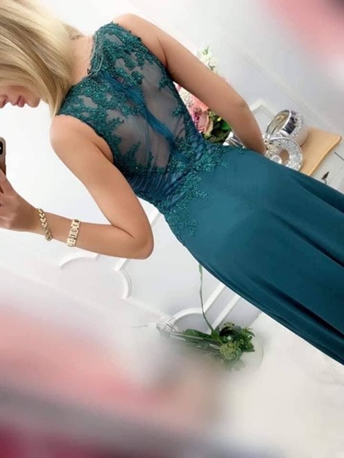 Długa sukienka gorsetowa zielona