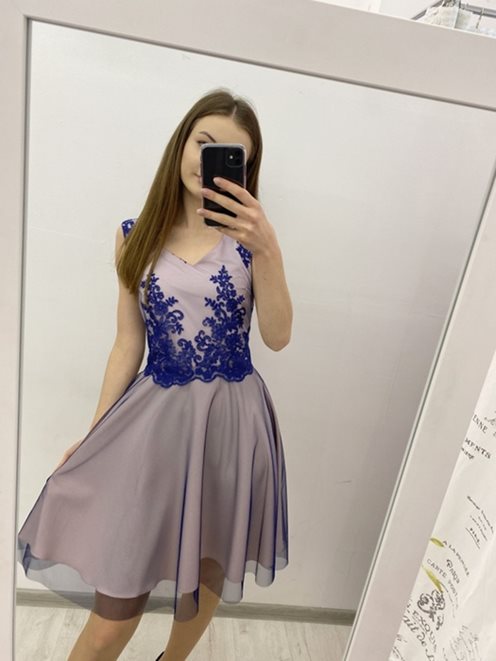 Sukienka koronka dół tiulowy róż-granat