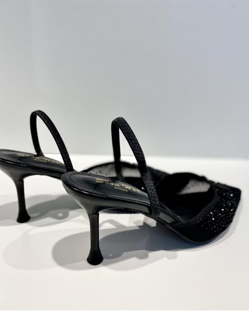 Czółenka do szpica cyrkonie czerń