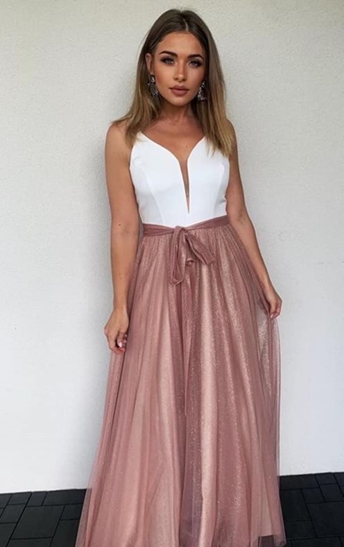 Sukienka długa tiulowa na ramiączkach siatka złoto