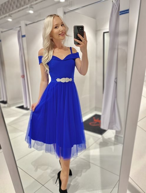 Sukienka midi hiszpanka z tiulem chaber