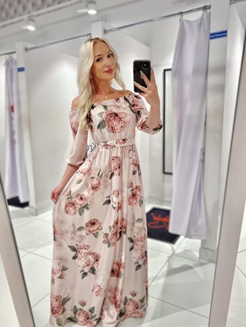 Sukienka długa hiszpanka wzór kwiaty róż