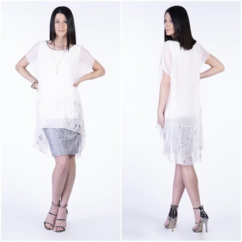 Sukienka z narzutką złote zdobienie róż