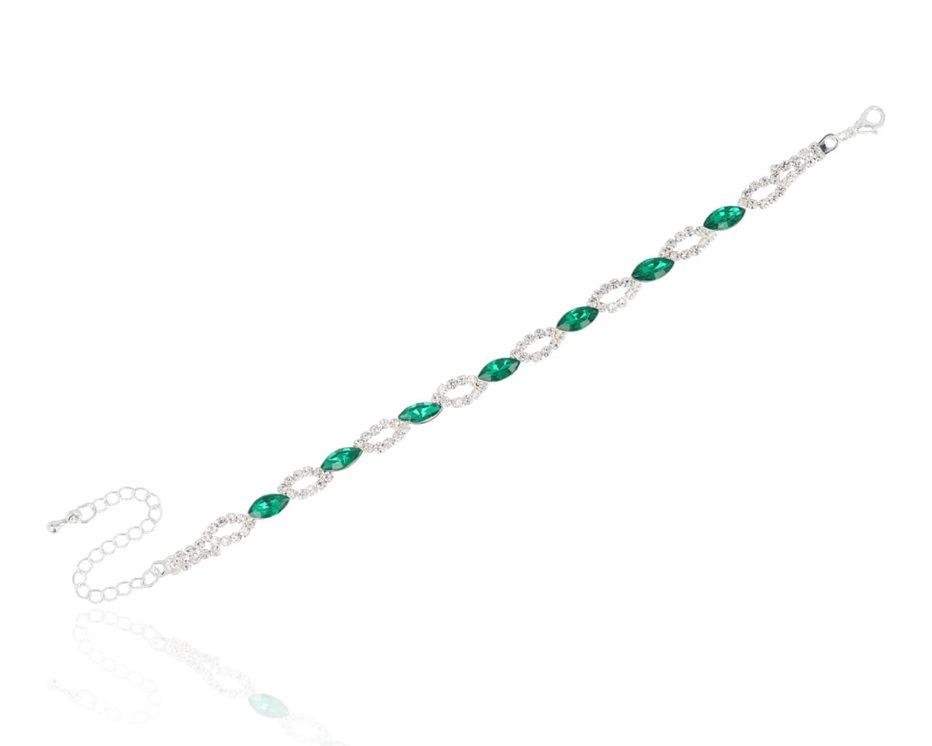 Bransoleta cyrkoniowe łezki zieleń