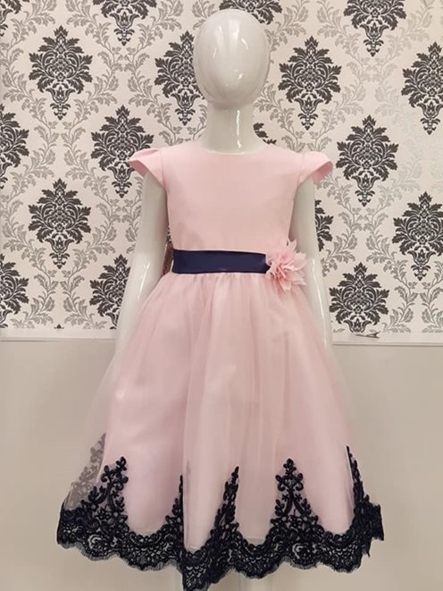 Sukienka tiul koronka z kokardą róż