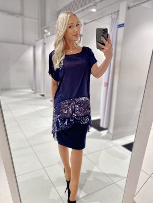 Sukienka maskująca długa narzutka granat