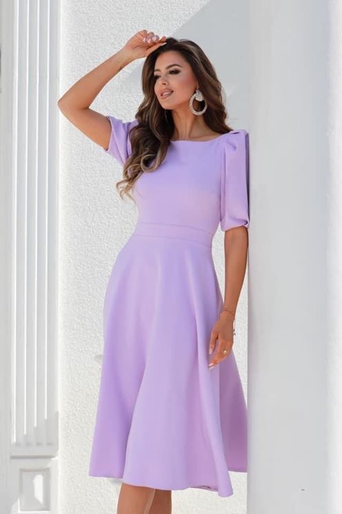 Sukienka midi bufiaste rękawki lilia