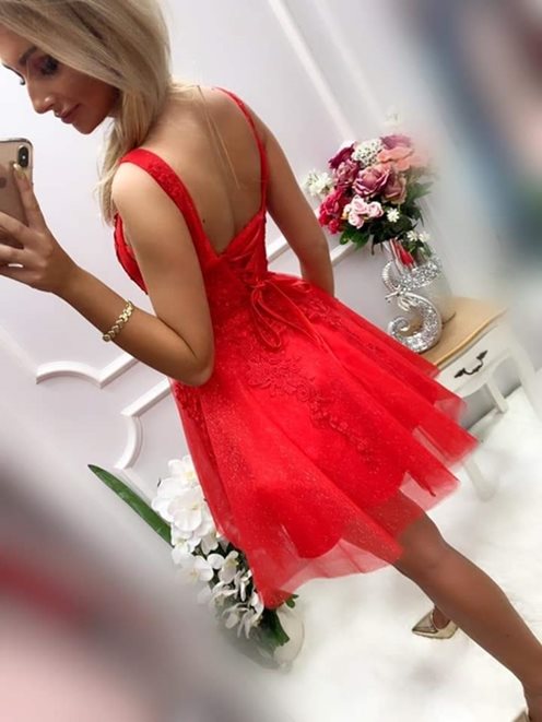 Princeska biała koronka czerwona