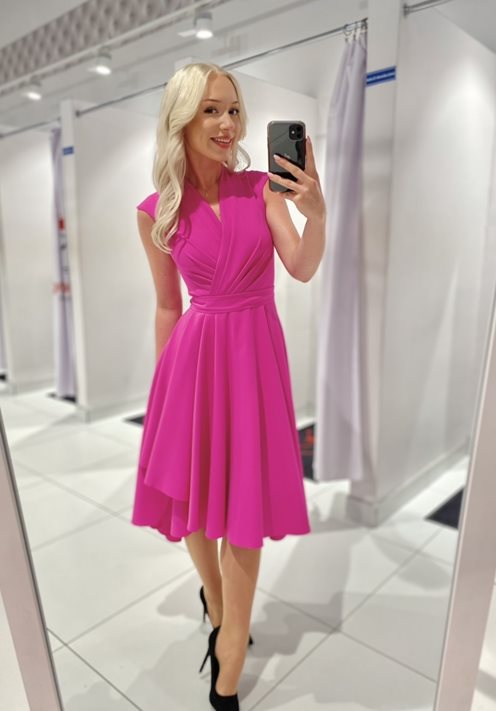 Sukienka midi zakładka amarant