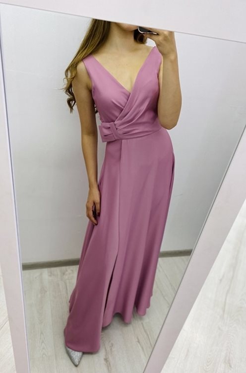 Sukienka prosta zakładka pod biustem róż