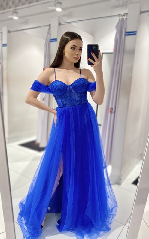 Sukienka długa hiszpanka gorset tiul chaber