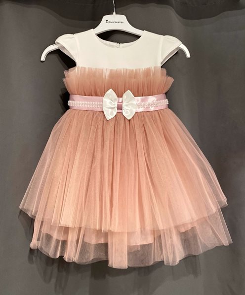 Sukienka dziecięca z paskiem i cyrkoniami róż