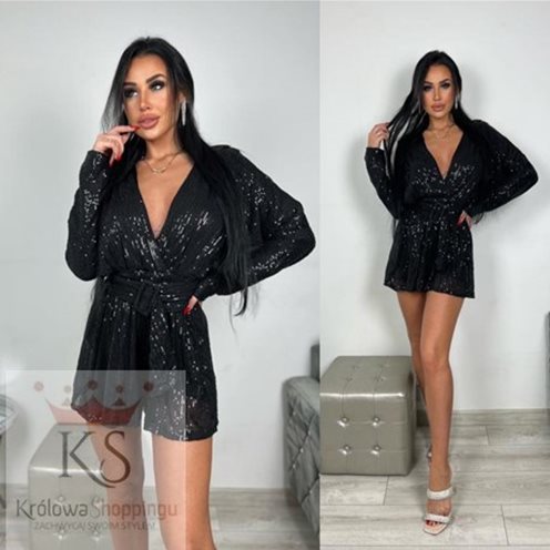 Kombinezon cekinowy czerń