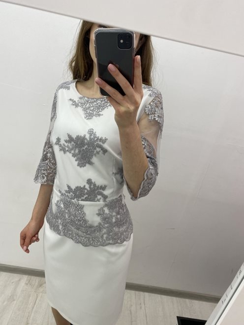 Sukienka z baskinką długi rękaw szary