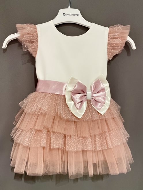 Sukienka dziecięca z błyszczącym tiulem róż