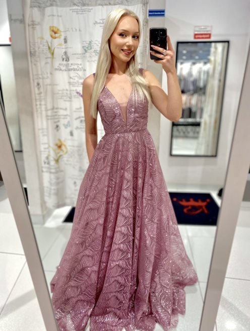 sukienka długa cała brokatowa lilia